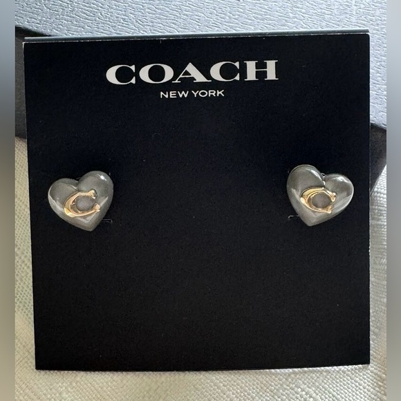 NWT! Beautiful Coach heart earrings with logo. Authentic Coach brand. - Picture 9 of 11